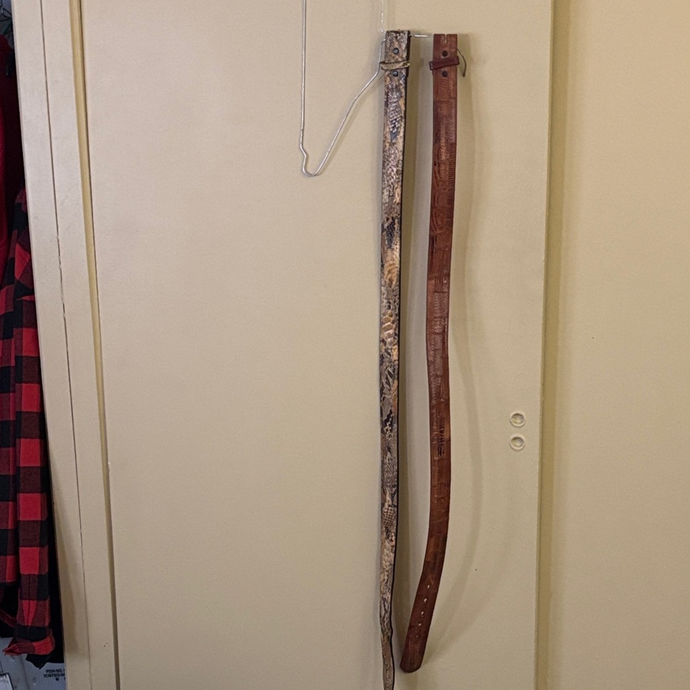 Tony Lama Natural Brown Leather Belt and Snake Skin Belt